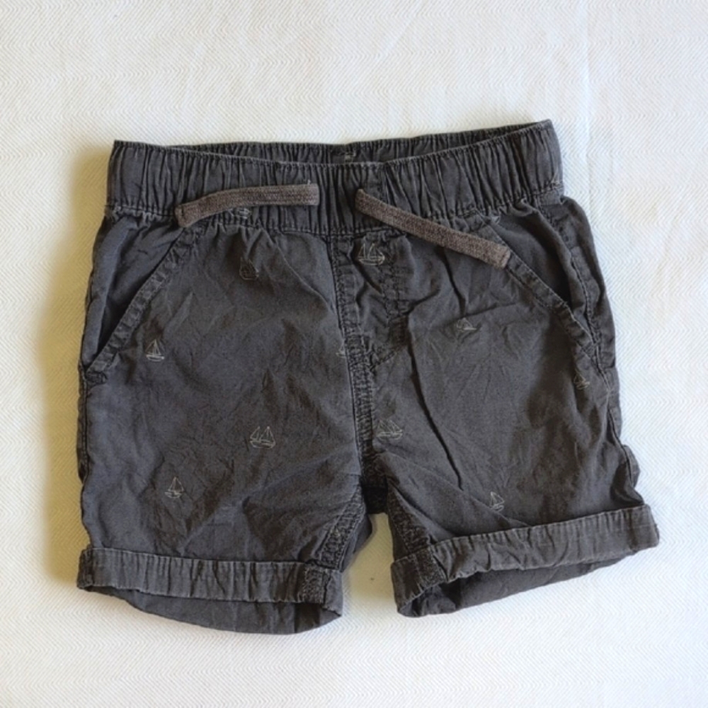 anko minimalist sailboat lightweight gray cotton pull-on shorts 12 months baby